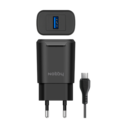 Сетевое зарядное устройство Nobby 027-001 USB + дата кабель microUSB
