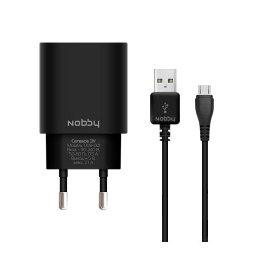 USB Wall Charger 008-001 2USB 2.1А (1/1А) + microUSB cable